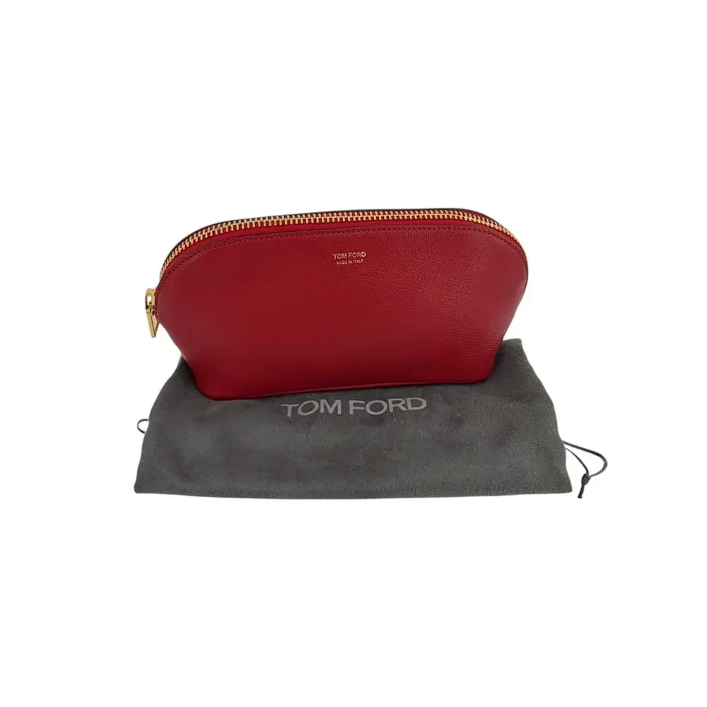 TOM FORD Leather Cosmetic Case Pouch Bag in Red